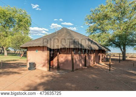 Upington, South Africa - Feb 24, 2023: The Ablution Building In The Camping Site At Kalahari Monate 