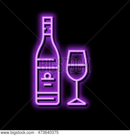 Chardonnay White Wine Neon Light Sign Vector. Chardonnay White Wine Illustration