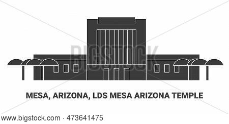 United States, Mesa, Arizona, Lds Mesa Arizona Temple, Travel Landmark Vector Illustration