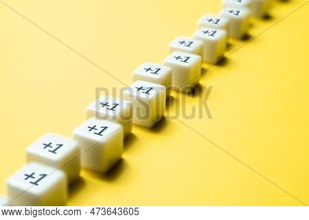 Sequential Chain Of Blocks With Plus One. Sequence. Arithmetic Progression. Add One More. Increase A