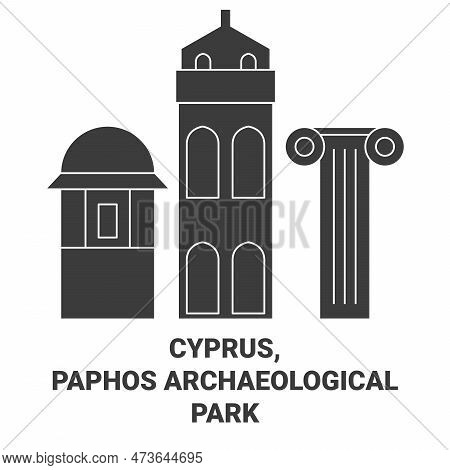 Cyprus, Paphos Archaeological Park Travel Landmark Vector Illustration