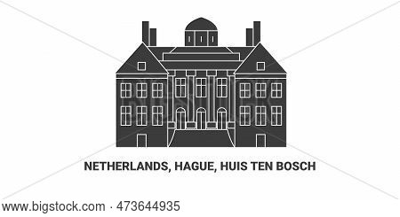 Netherlands, Hague, Huis Ten Bosch, Travel Landmark Vector Illustration