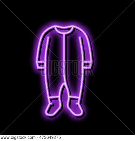 Footie Outfit Baby Cloth Neon Light Sign Vector. Footie Outfit Baby Cloth Sign. Isolated Symbol Illu