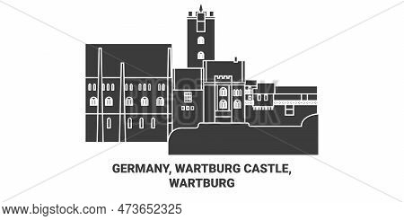 Germany, Wartburg Castle, Wartburg Travel Landmark Vector Illustration