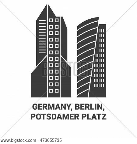 Germany, Berlin, Potsdamer Platz Travel Landmark Vector Illustration