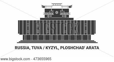 Russia, Tuva Kyzyl, Ploshchad Arata, Travel Landmark Vector Illustration