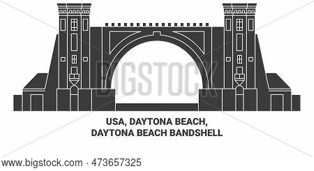 Usa, Daytona Beach, Daytona Beach Bandshell Travel Landmark Vector Illustration