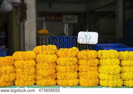 Bangkok, Thailand- 14 Feb, 2023: Flowers Sold In The Flower Market Pak Klong Thalat In Bangkok. It I