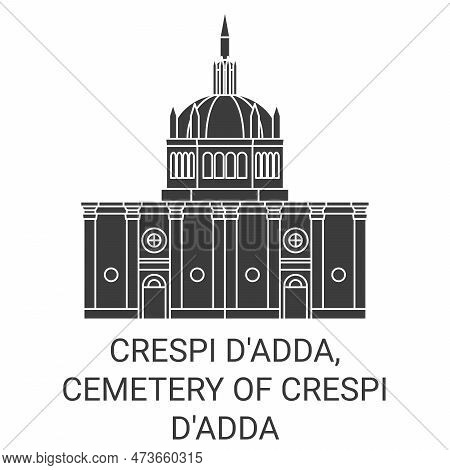 Italy, Crespi Dadda, Cemetery Of Crespi Dadda Travel Landmark Vector Illustration