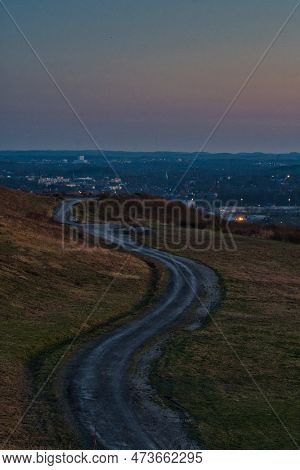 Vertical Shot Of The Winding Road At Halde Hoheward In Herten, Germany.