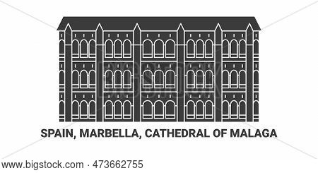 Spain, Marbella, Cathedral Of M, Laga Travel Landmark Vector Illustration