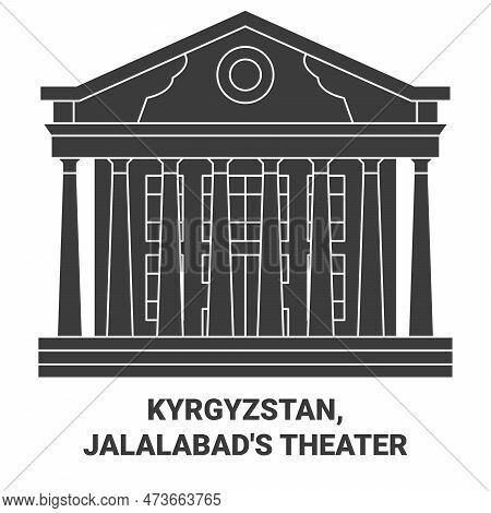 Kyrgyzstan, Jalalabads Theater Travel Landmark Vector Illustration