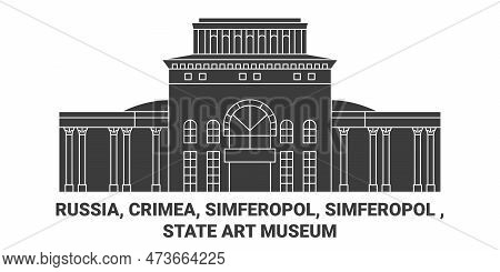 Russia, Crimea, Simferopol, Simferopol , State Art Museum Travel Landmark Vector Illustration