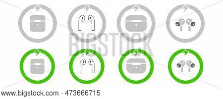 Headphones Wireless Headphones Icon Setting A Set Of Wireless Headphones, State Of Charge.