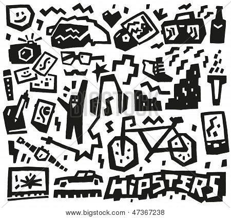 hipsters ting - doodles sæt