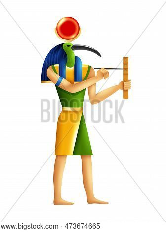Egyptian God Of Wisdom Thoth Cartoon Vector Illustration