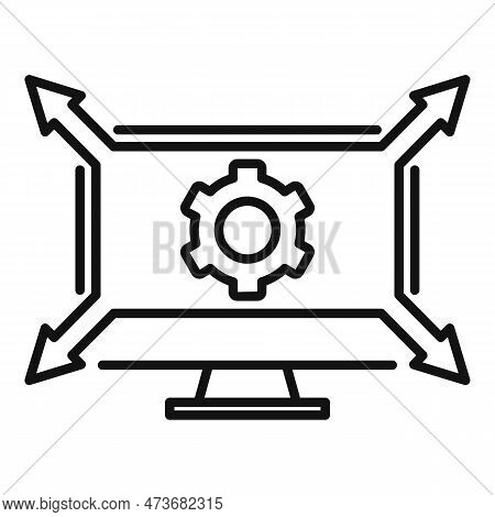 Outsource Monitor Icon. Outline Outsource Monitor Icon For Web Design Isolated On White Background