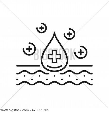 Skincare, Face And Hands Skin Beauty Icon, Moisturizer Drops Or Cream, Vector Line Pictogram. Dermat