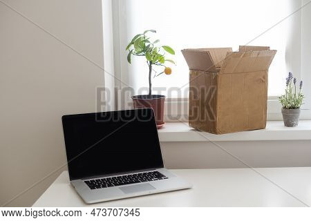 Shopping Online E-comerce, Parcel Boxes On A Laptop.
