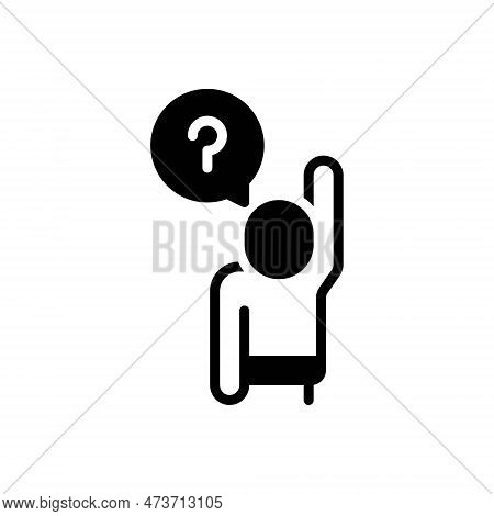 Black Solid Icon For Asked Question-arise Hand-rise Question-mark Query Catechize Want-to-know Inqui