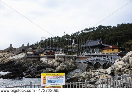 View Landscape Along Coastline And Haedong Yonggungsa Temple For Korean People Travelers Travel Visi