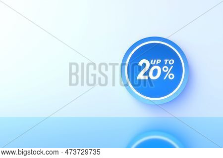 3d Rendering. 20 Percent Off With Freespace For Texting On Pastel Blue Background. Special Offer 20%