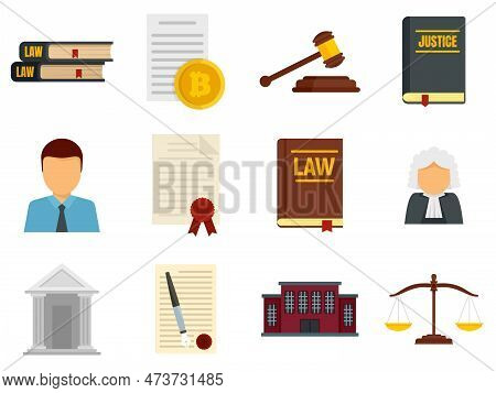 Legislation Icons Set. Flat Set Of Legislation Icons Isolated On White Background