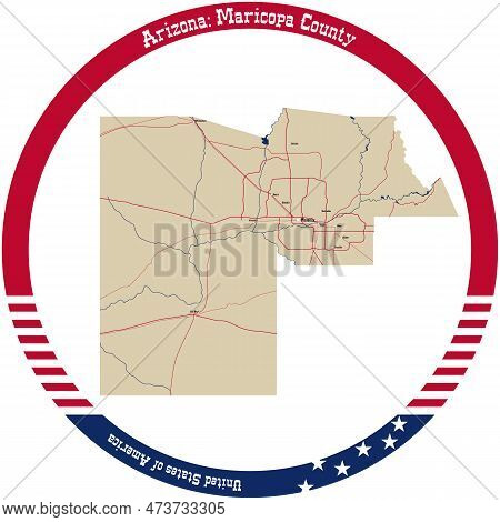 Map Of Maricopa County In Arizona, Usa Arranged In A Circle.
