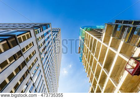 Wroclaw, Poland - June 2022: Facades Of A New High-rise Office Buildings In The 