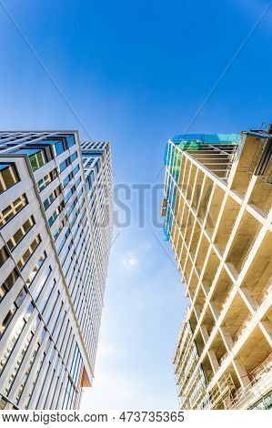 Wroclaw, Poland - June 2022: Facades Of A New High-rise Office Buildings In The 