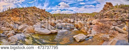 Panoramic View Of Tanque Verde Creek In The Coronado National Forest, Arizona.