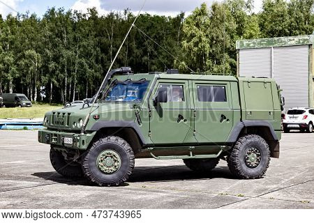Belgian Army Iveco Lmv (light Multirole Vehicle) On Guard At Beauvechain Air Base. Beauvechain, Beli