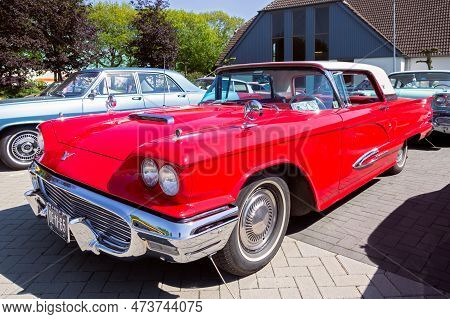 1959 Ford Thunderbird Classic On The Parking Lot. Rosmalen, The Netherlands - May 8, 2016