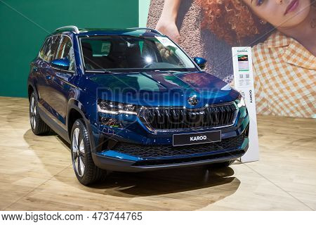 New Skoda Karoq Subcompact Suv Car Showcased At The Brussels Autosalon European Motor Show. Brussels