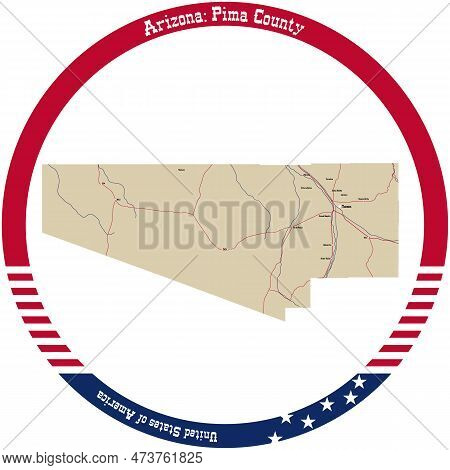 Map Of Pima County In Arizona, Usa Arranged In A Circle.