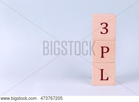 3pl - 3rd Party Logistics On A Wooden Cubes On A Blue Background