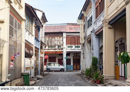Georgetown, Penang, Malaysia - September 01, 2014: One Of The Main Streets In Historical Georgetown,