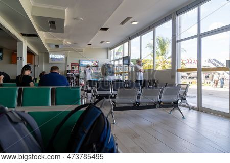 Zanzibar, Tanzania - March 16, 2023: Passengers Wait For Their Flight At The Gates Of The Zanzibar I