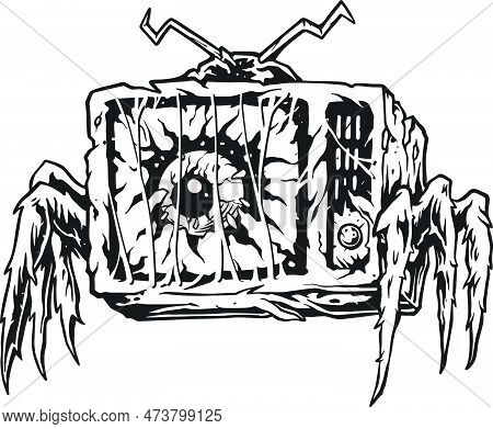 Terror Spider Zombies Eyeball Television Illustrations Silhouette Vector For Your Work Logo, Merchan