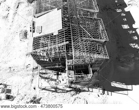 Aerial Drone View Of A Multifamily Apartment Complex Under Construction.