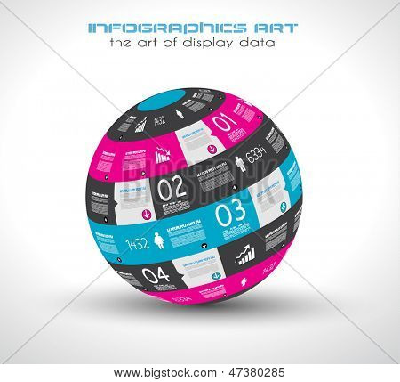 Šablona Infographic Spehre. Ideální k zobrazování informací, hodnocení a statistiky s původní a 