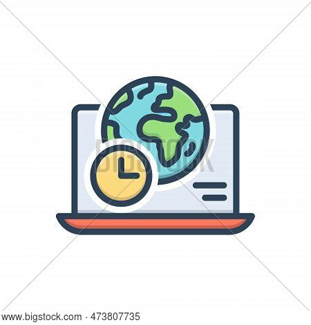 Color Illustration Icon For Utc Global Time Hours International Planet Online Coordinated-universal-