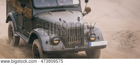Old Military Car - Russian All-terrain Vehicle On A Dirt Road