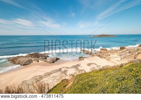 Walk Along The Atlantic Ocean On The Beach Called Praia Da Ilha Do Pessegueiro Near Porto Covo, West