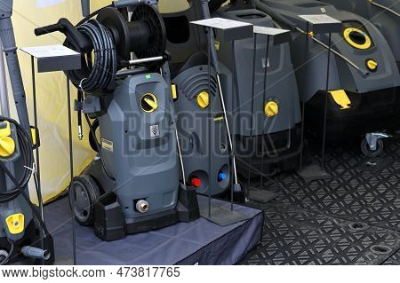 Kaunas, Lithuania - March 30, 2023: Professional Karcher High Pressure Cleaners At International Agr