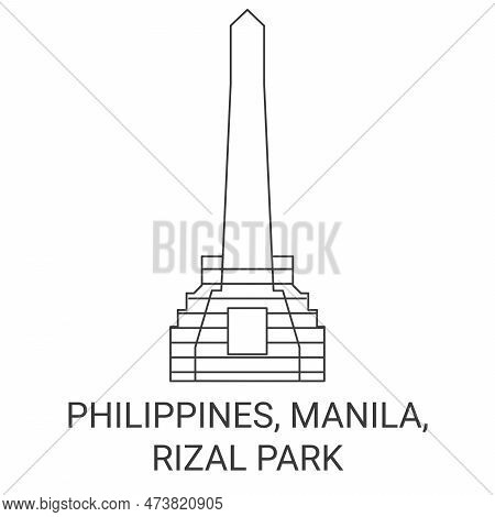 Philippines, Manila, Rizal Park Travel Landmark Vector Illustration