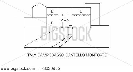 Italy, Campobasso, Castello Monforte , Travel Landmark Vector Illustration