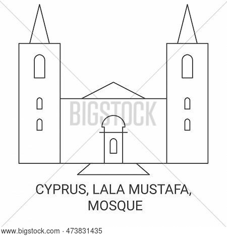 Cyprus, Lala Mustafa, Mosque Travel Landmark Vector Illustration