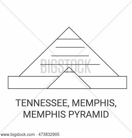 United States, Tennessee, Memphis, Memphis Pyramid Travel Landmark Vector Illustration