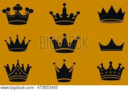 Silhouettes Crowns Set Illustration Vector Design Collection